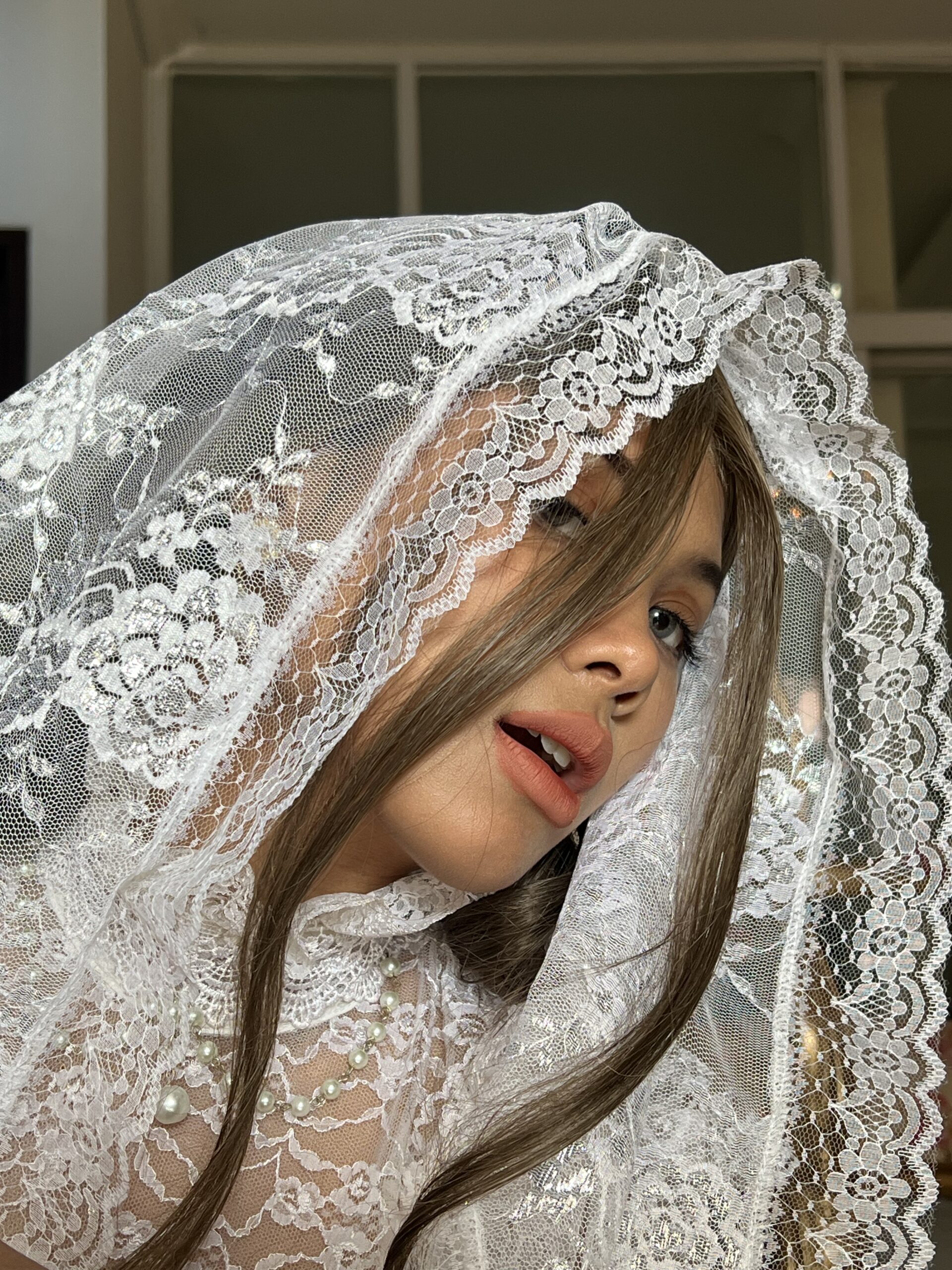 Silver Carnation Mantilla