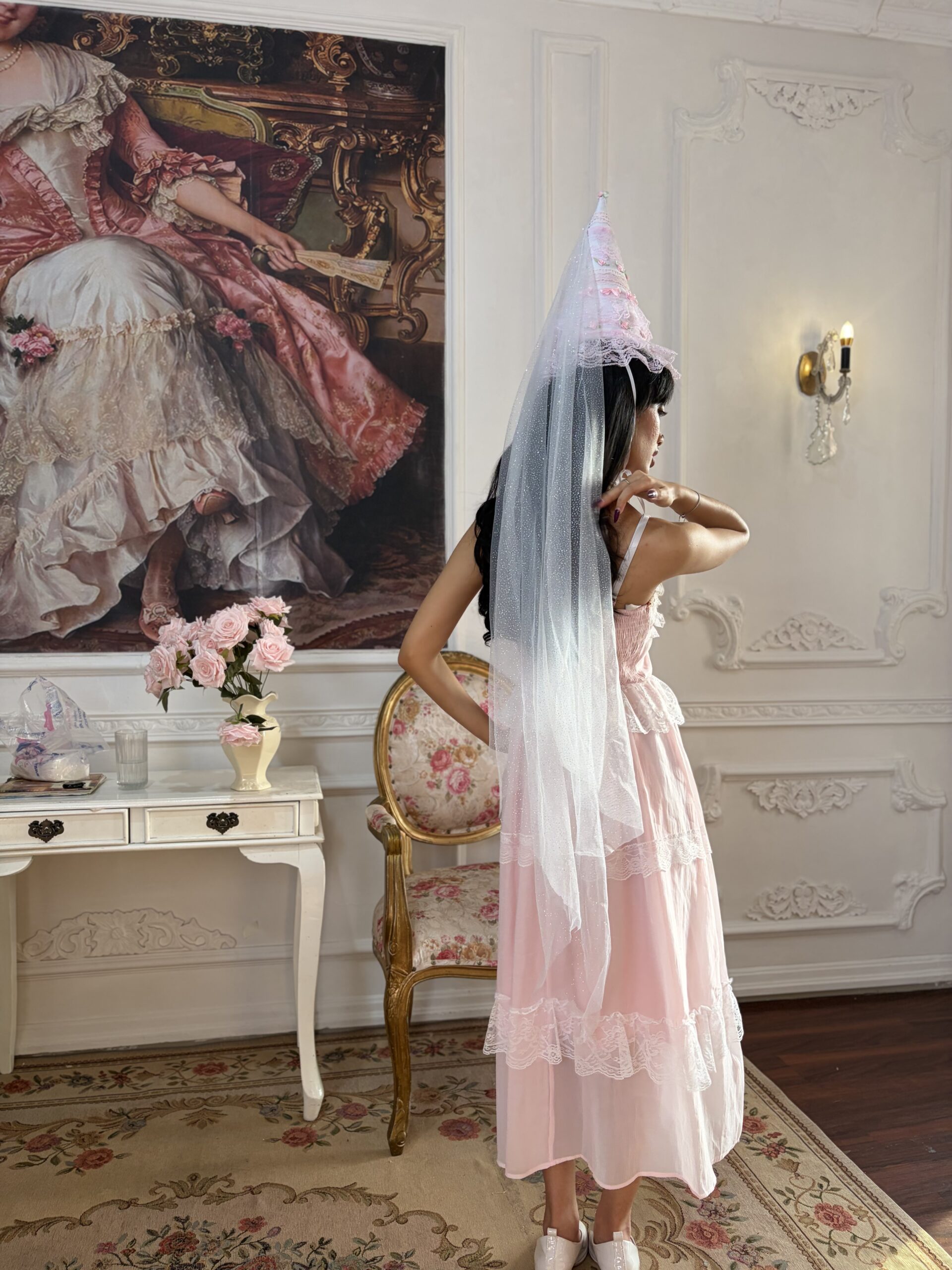 Princess Hennin (White Base-Pink Lace)